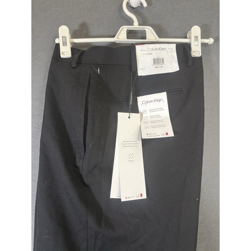 Calvin Klein Jerome Dress Pants Mens 36x30 Black Slim Stretch Work - Picture 14 of 16
